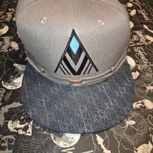 Gray and Blue Geometric Snapback Hat
